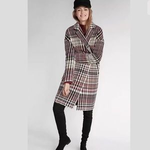 EXPRESS Cocoon Coat Textured Plaid Overpiece